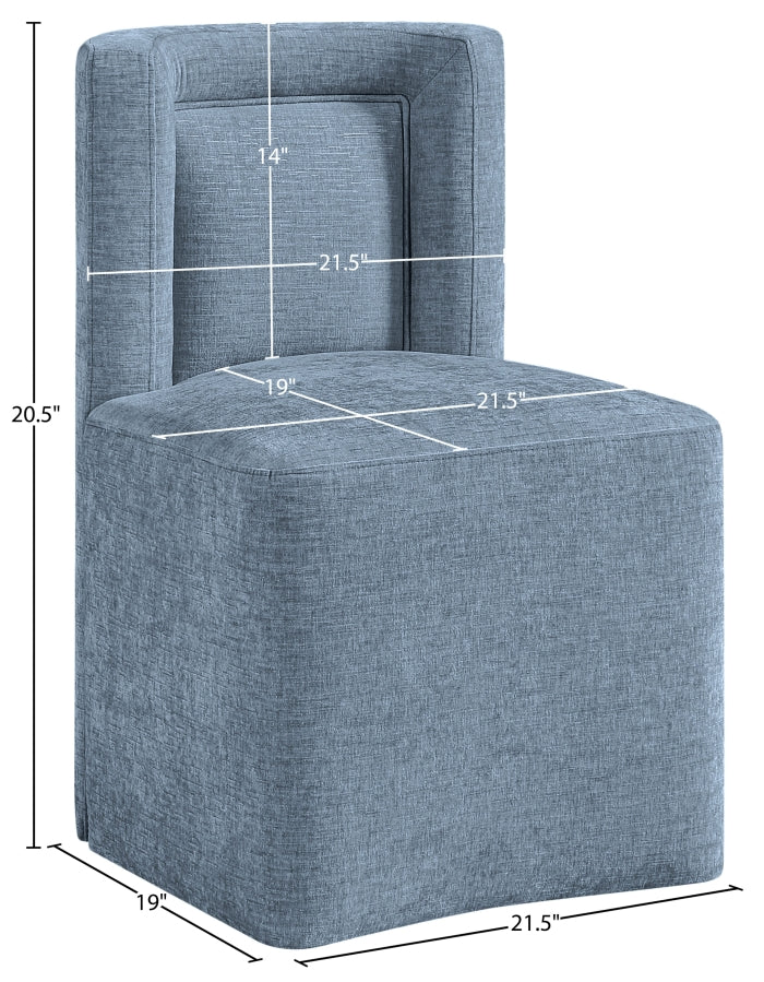 Duvina Chenille Performance Fabric Upholstered Dining Chair in Light Blue - 11050LtBlu-C