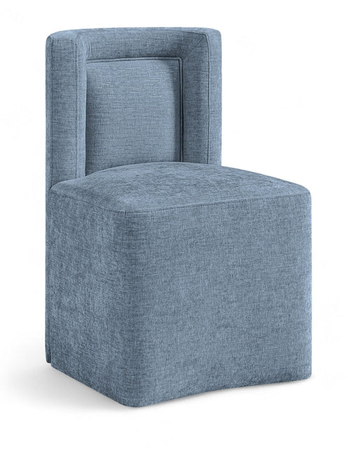Duvina Chenille Performance Fabric Upholstered Dining Chair in Light Blue - 11050LtBlu-C