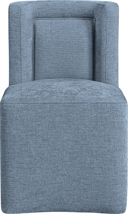 Duvina Chenille Performance Fabric Upholstered Dining Chair in Light Blue - 11050LtBlu-C