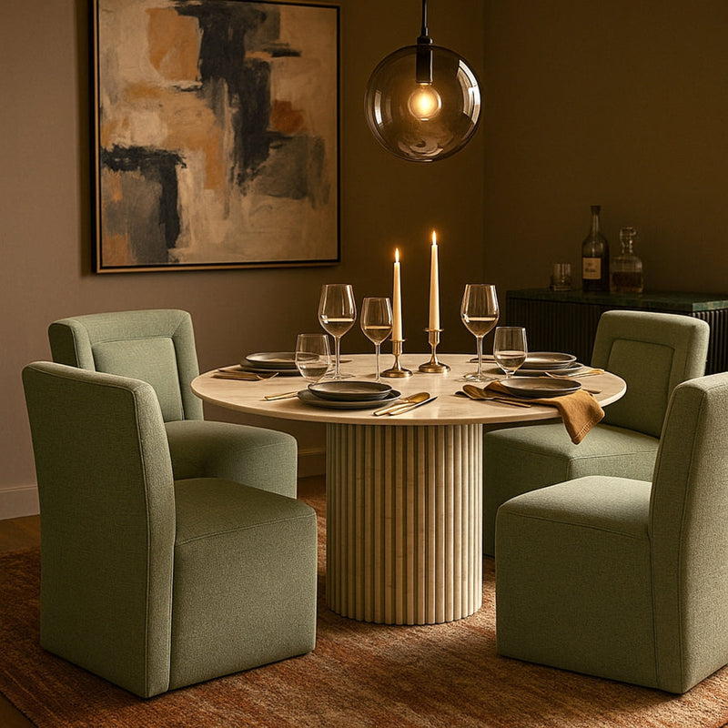 Duvina Chenille Performance Fabric Upholstered Dining Chair in Mint - 11050Mint-C