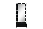 Ella Black Narrow Tall Mirror With Drawer And Speaker - ELLA-BLACK-NARROW TALL MR W/ DWR & SPEAKER