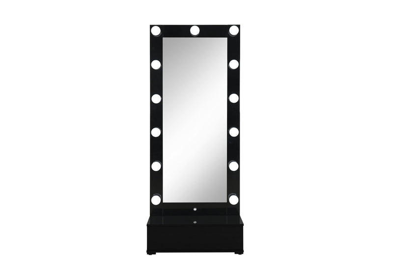 Ella Black Narrow Tall Mirror With Drawer And Speaker - ELLA-BLACK-NARROW TALL MR W/ DWR & SPEAKER