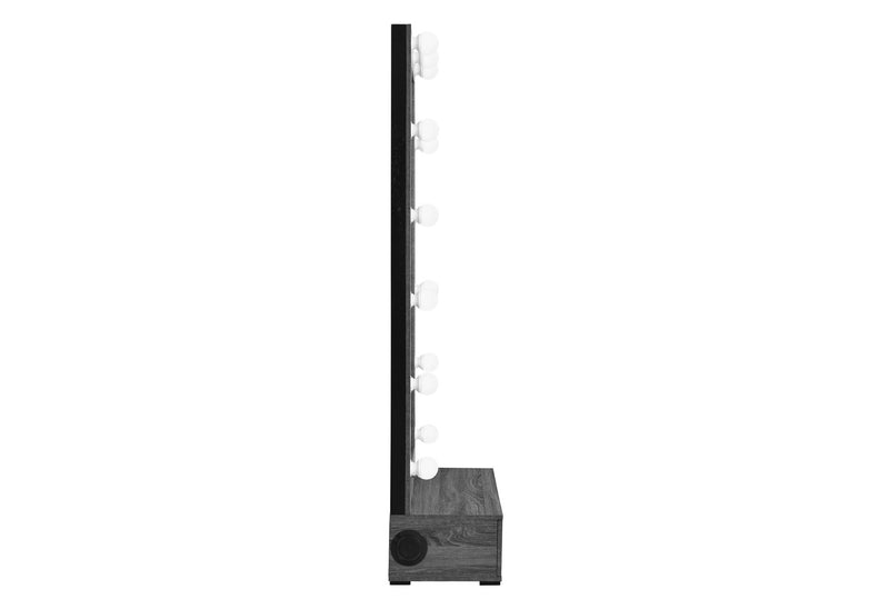 Lexi Grey Tall Mirror With Drawer And Speakers - LEXI-GREY-TALL MIRROR W/ DWR + SPEAKERS