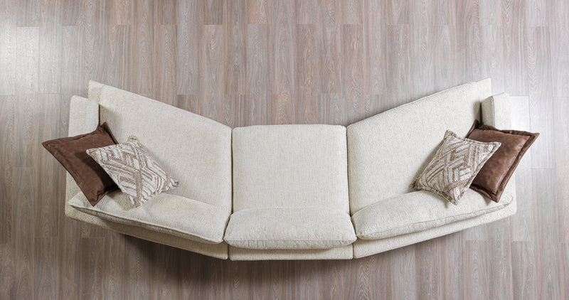 Dylan Ivory Linen 3 - Piece Curved 126" Sectional with Ottoman - Gate FurnitureSectional