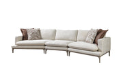 Dylan Ivory Linen 3 - Piece Curved 126" Sectional with Ottoman - Gate FurnitureSectional