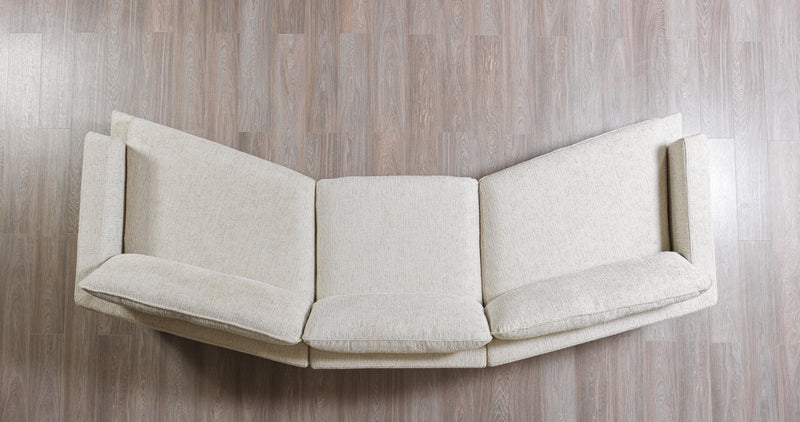 Dylan Ivory Linen 3 - Piece Curved 126" Sectional with Ottoman - Gate FurnitureSectional