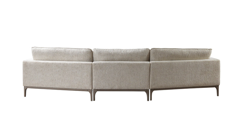 Dylan Ivory Linen 3 - Piece Curved 126" Sectional with Ottoman - Gate FurnitureSectional