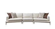 Dylan Ivory Linen 3 - Piece Curved 126" Sectional with Ottoman - Gate FurnitureSectional