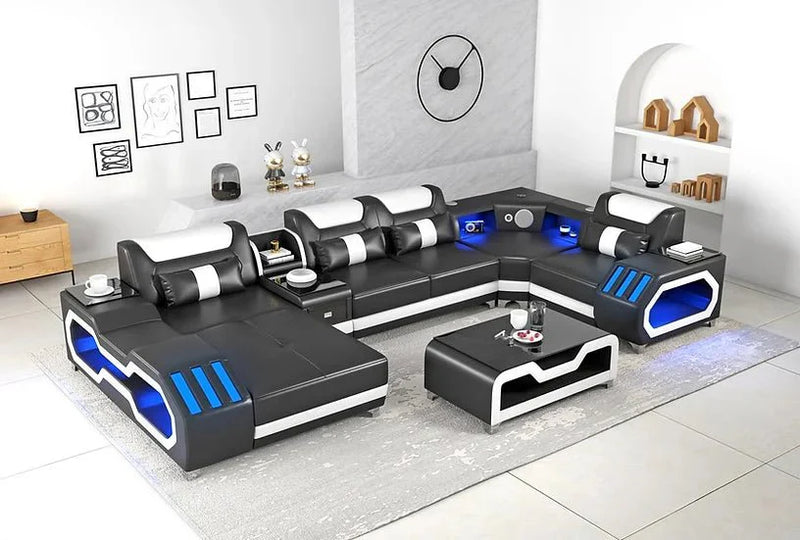 E - 18 Black & White Sectional Set - Gate FurnitureSectional