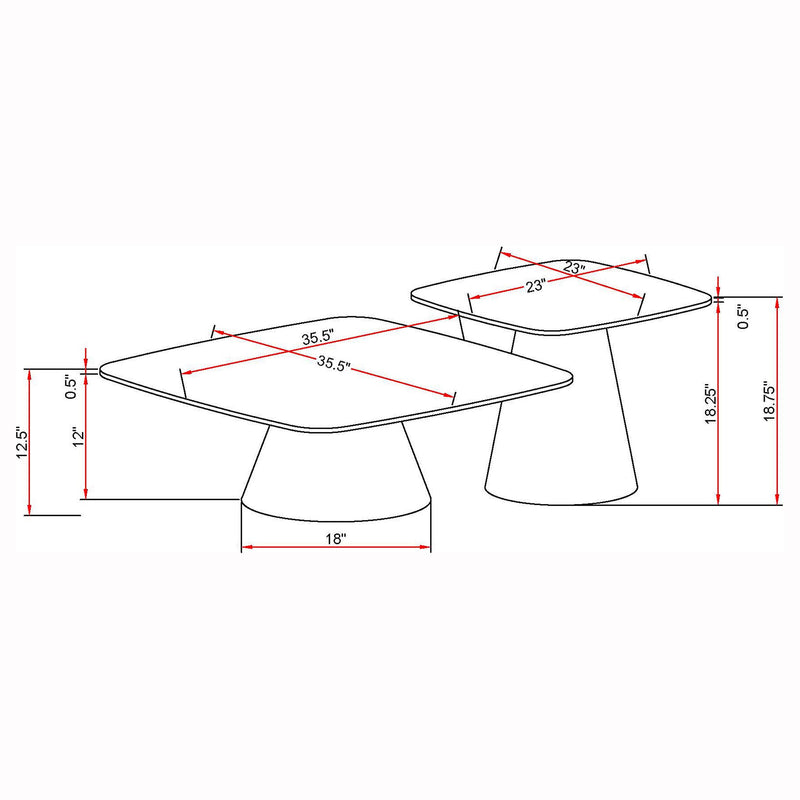 Eason 2-piece Cocktail Coffee Table Set Concrete and Black - 703500
