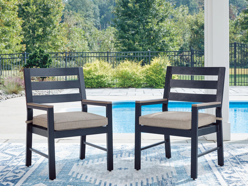 East Beach Navy Blue/Driftwood Outdoor Arm Chair with Cushion (Set of 2) - PCP587-601A