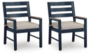 East Beach Navy Blue/Driftwood Outdoor Arm Chair with Cushion (Set of 2) - PCP587-601A