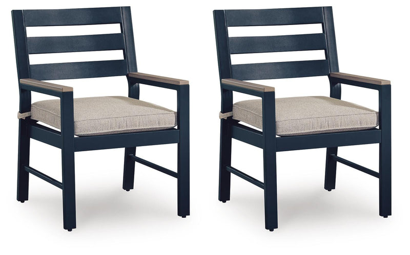 East Beach Navy Blue/Driftwood Outdoor Arm Chair with Cushion (Set of 2) - PCP587-601A