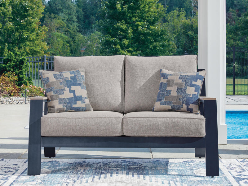 East Beach Navy Blue/Driftwood Outdoor Loveseat with Cushion - PCP587-835