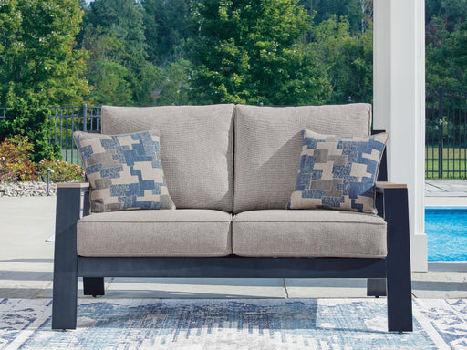 East Beach Navy Blue/Driftwood Outdoor Loveseat with Cushion - PCP587-835