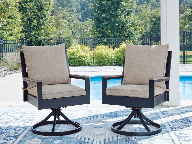 East Beach Navy Blue/Driftwood Outdoor Swivel Chair with Cushion (Set of 2) - PCP587-602A