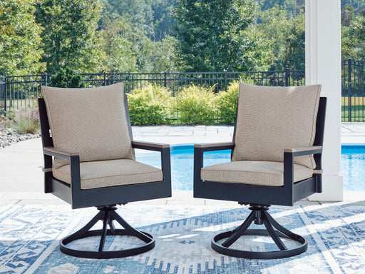 East Beach Navy Blue/Driftwood Outdoor Swivel Chair with Cushion (Set of 2) - PCP587-602A