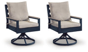 East Beach Navy Blue/Driftwood Outdoor Swivel Chair with Cushion (Set of 2) - PCP587-602A