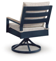 East Beach Navy Blue/Driftwood Outdoor Swivel Chair with Cushion (Set of 2) - PCP587-602A