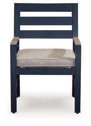 East Beach Outdoor Dining Table and 4 Chairs in Navy Blue/Driftwood - PKG024597