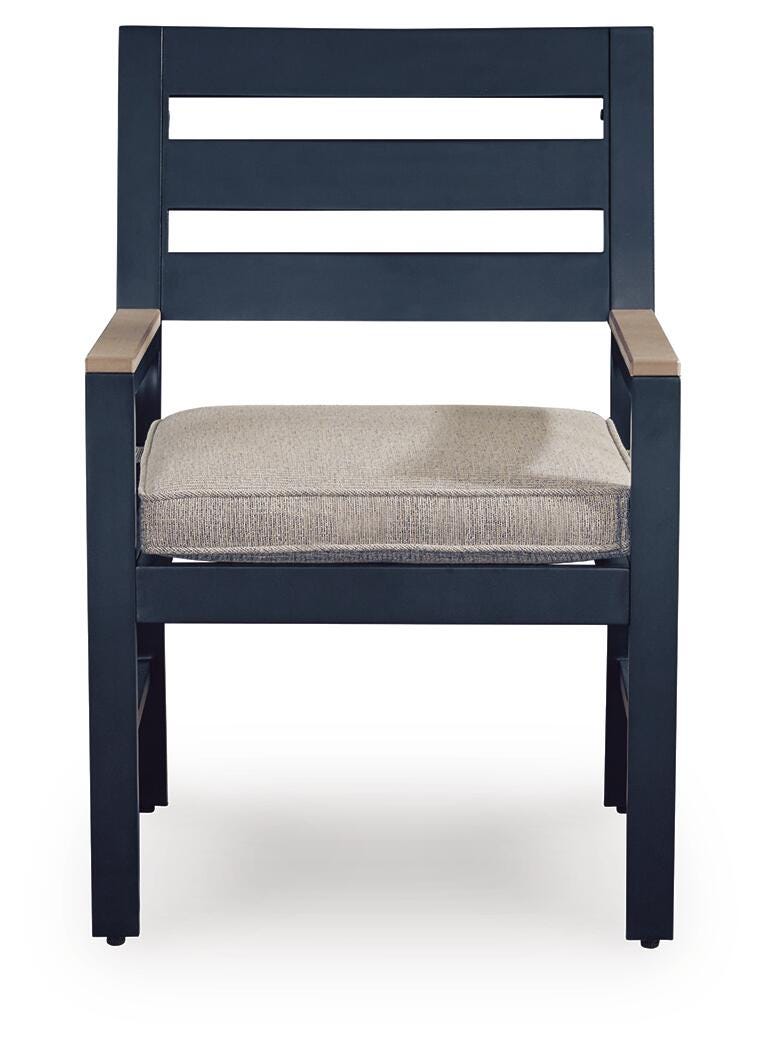 East Beach Outdoor Dining Table and 4 Chairs in Navy Blue/Driftwood - PKG024597