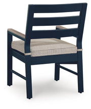 East Beach Outdoor Dining Table and 4 Chairs in Navy Blue/Driftwood - PKG024597
