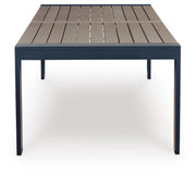 East Beach Outdoor Dining Table and 4 Chairs in Navy Blue/Driftwood - PKG024597