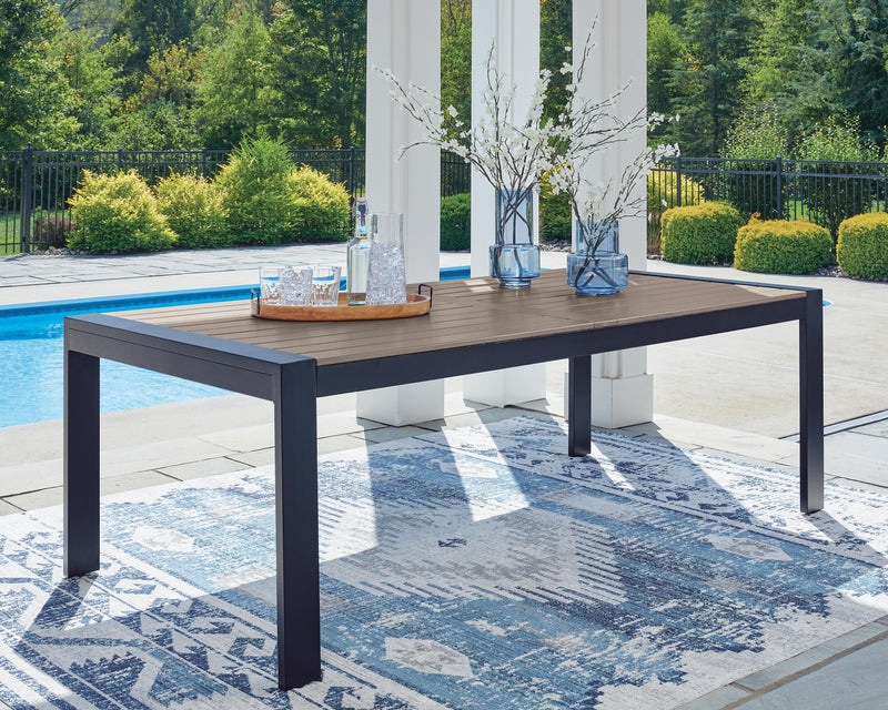 East Beach Outdoor Dining Table and 4 Chairs in Navy Blue/Driftwood - PKG024597