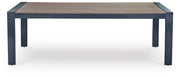 East Beach Outdoor Dining Table and 6 Chairs in Navy Blue/Driftwood - PKG024594