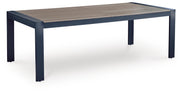 East Beach Outdoor Dining Table and 6 Chairs in Navy Blue/Driftwood - PKG024594