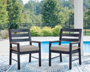 East Beach Outdoor Dining Table and 6 Chairs in Navy Blue/Driftwood - PKG024594