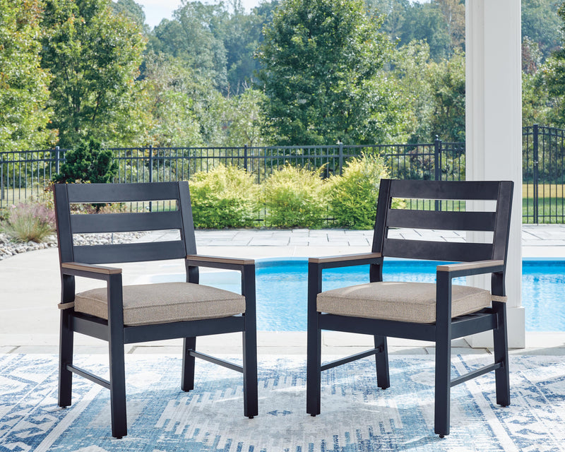 East Beach Outdoor Dining Table and 6 Chairs in Navy Blue/Driftwood - PKG024594