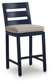 East Beach Outdoor Fire Pit Bar Table and 4 Barstools in Navy Blue/Driftwood - PKG024591