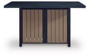 East Beach Outdoor Fire Pit Bar Table and 4 Barstools in Navy Blue/Driftwood - PKG024591