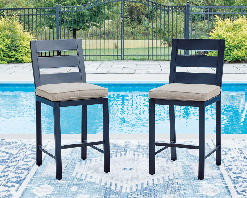 East Beach Outdoor Fire Pit Bar Table and 4 Barstools in Navy Blue/Driftwood - PKG024591