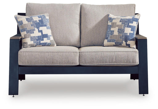East Beach Outdoor Sofa and Loveseat in Navy Blue/Driftwood - PKG024587