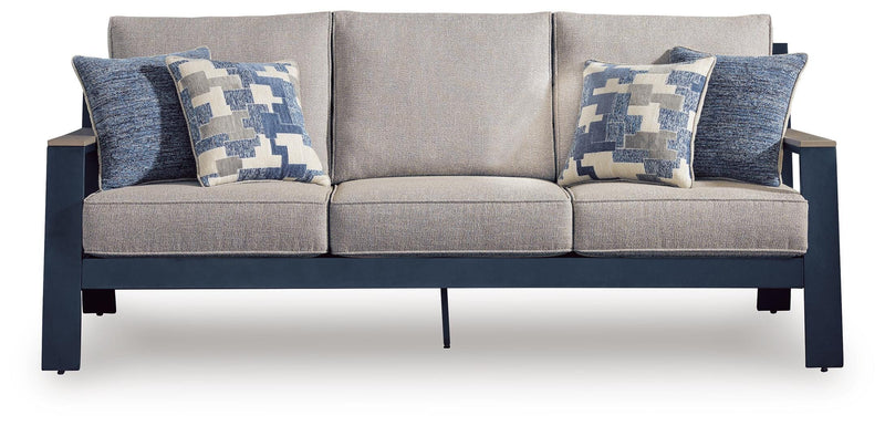 East Beach Outdoor Sofa and Loveseat in Navy Blue/Driftwood - PKG024587