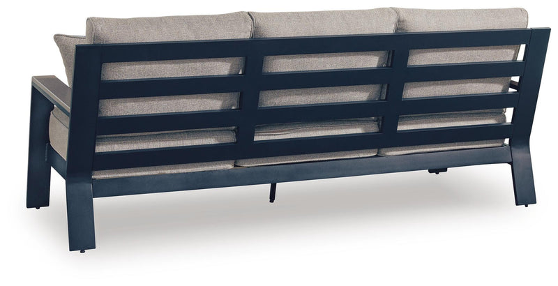 East Beach Outdoor Sofa and Loveseat in Navy Blue/Driftwood - PKG024587