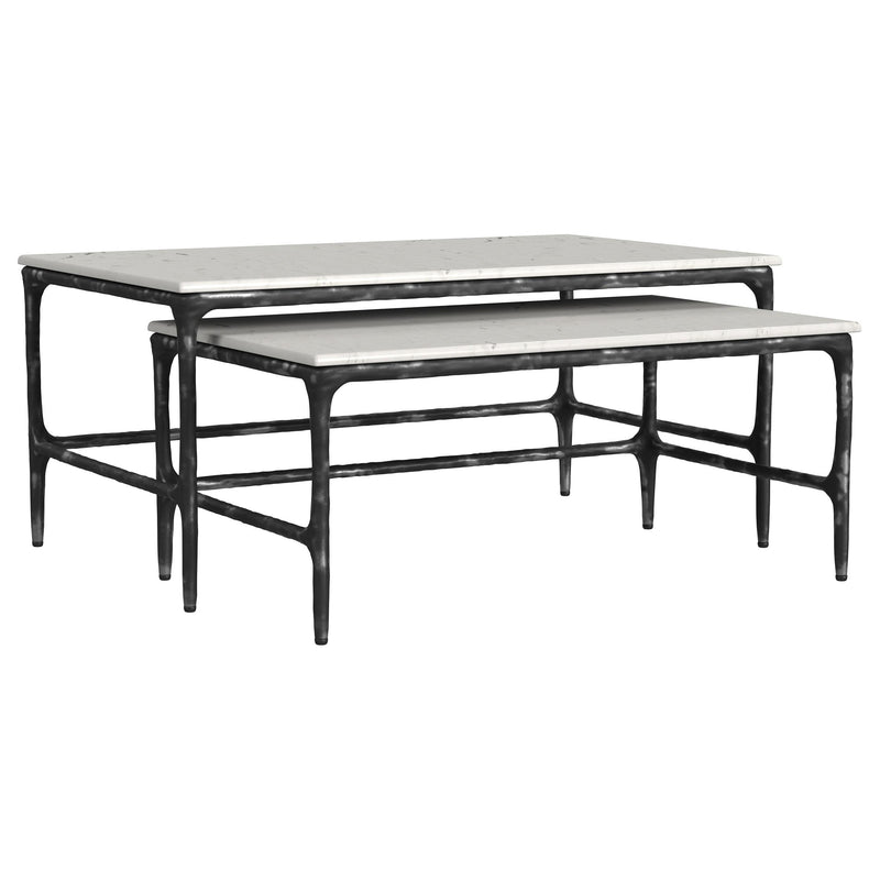 Ebby 2-piece Genuine Marble Top Nesting Coffee Tables White - 710740