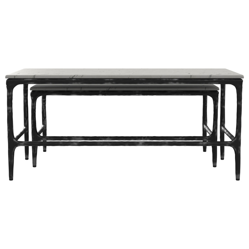 Ebby 2-piece Genuine Marble Top Nesting Coffee Tables White - 710740