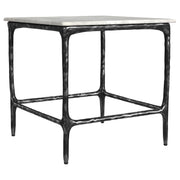 Ebby Square Genuine Marble Top Metal End Table White and Antique Black - 710747