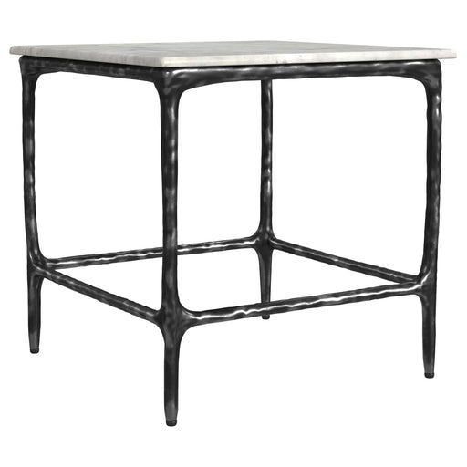 Ebby Square Genuine Marble Top Metal End Table White and Antique Black - 710747