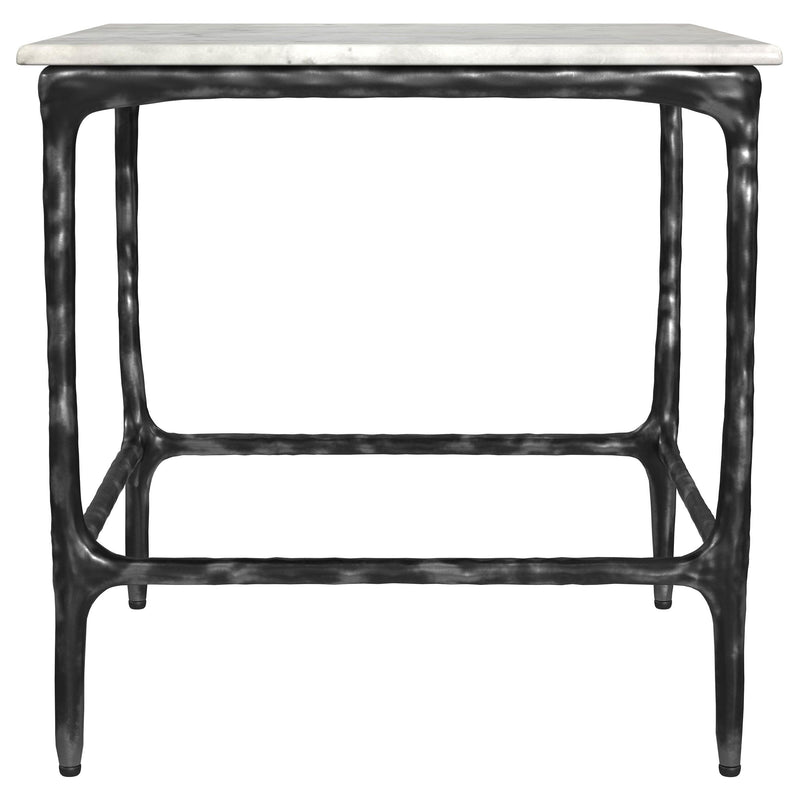 Ebby Square Genuine Marble Top Metal End Table White and Antique Black - 710747