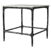 Ebby Square Genuine Marble Top Metal End Table White and Antique Black - 710747