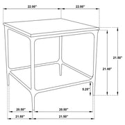 Ebby Square Genuine Marble Top Metal End Table White and Antique Black - 710747