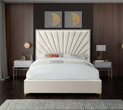 Eclipse Velvet King Bed Cream - Gate FurnitureKing Bed