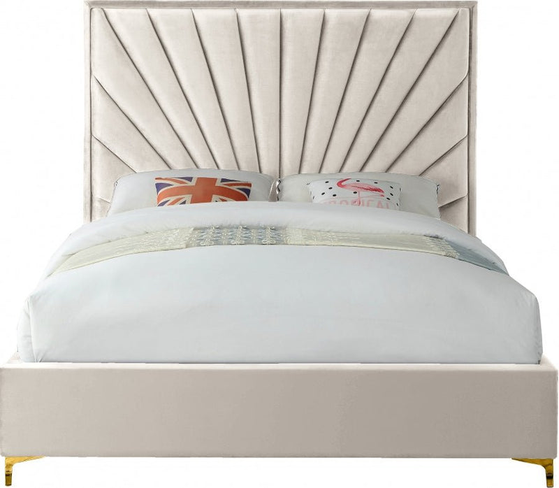 Eclipse Velvet King Bed Cream - Gate FurnitureKing Bed