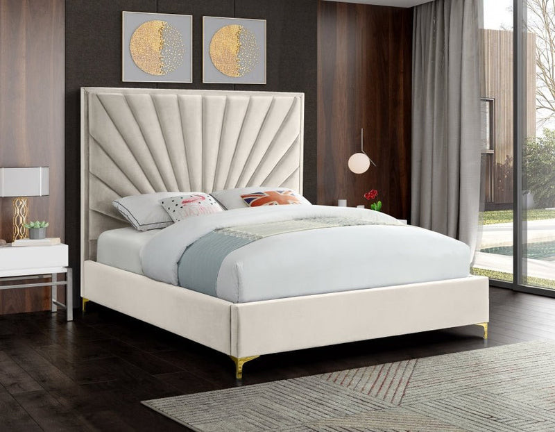 Eclipse Velvet King Bed Cream - Gate FurnitureKing Bed