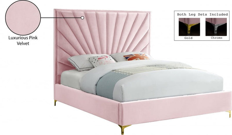 Eclipse Velvet King Bed Pink - Gate FurnitureKing Bed