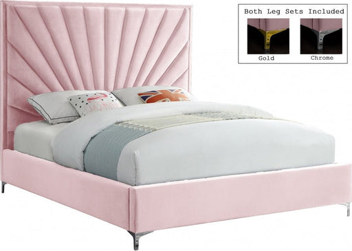 Eclipse Velvet King Bed Pink - Gate FurnitureKing Bed